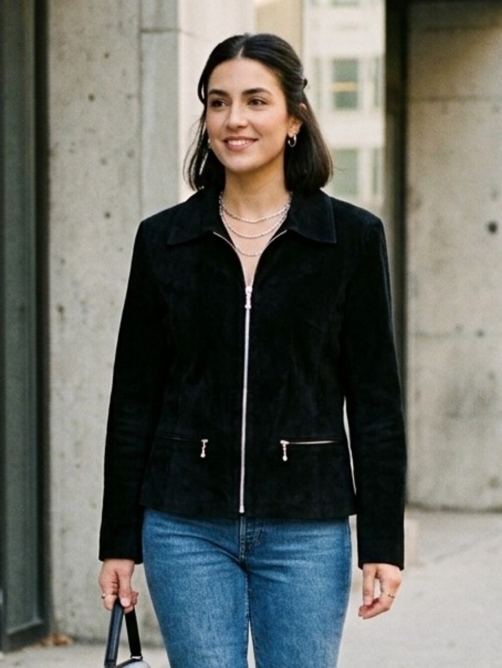 Danier L Vintage 90s Contemporary Classic Minimalism Sleek Black Suede Jacket